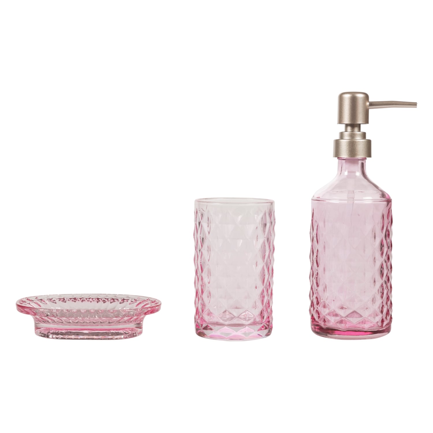 LUCİD 3'LÜ CAM BANYO SETI PEMBE