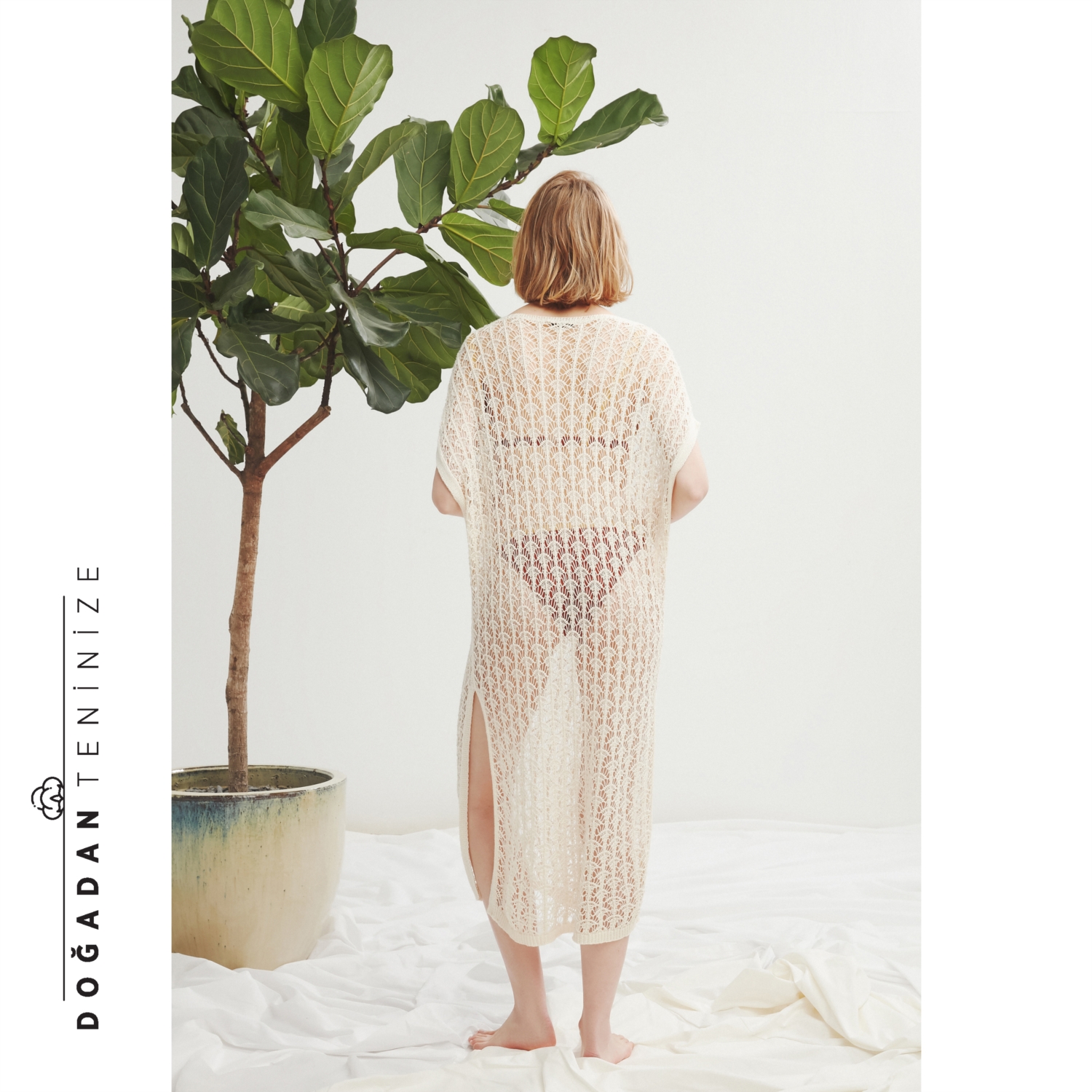 DANTELLİ PAMUK PLAJ ELBİSESİ