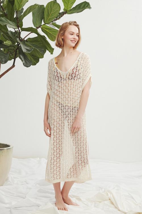  DANTELLİ PAMUK PLAJ ELBİSESİ