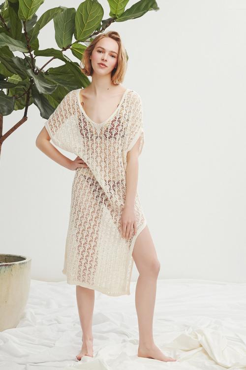  DANTELLİ PAMUK PLAJ ELBİSESİ