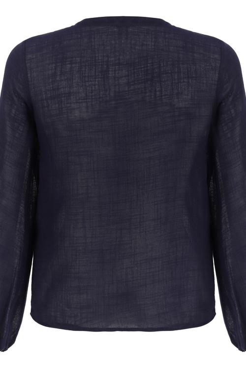  YAKASI FIRFIRLI BAĞLAMALI PAMUK GÖMLEK