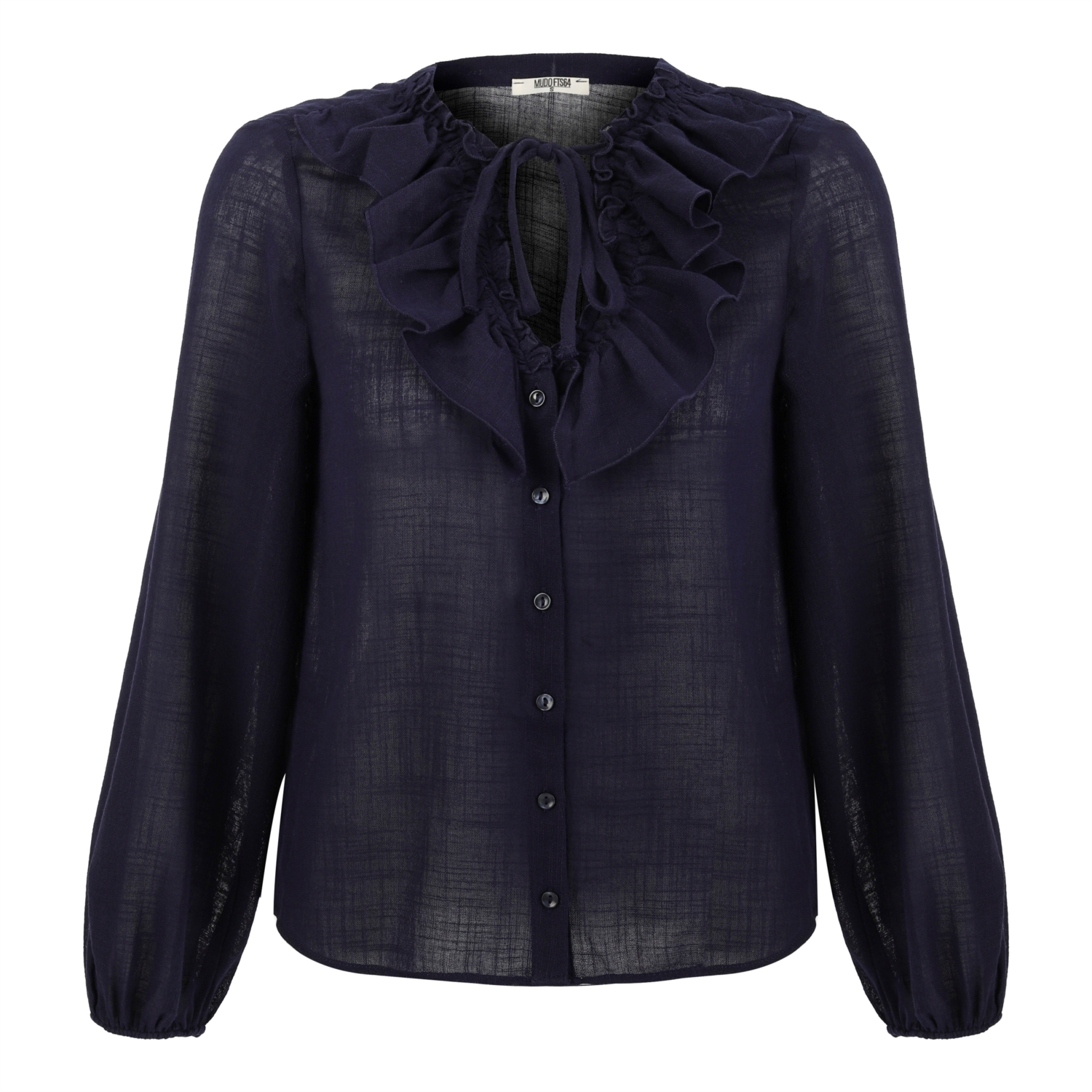 YAKASI FIRFIRLI BAĞLAMALI PAMUK GÖMLEK