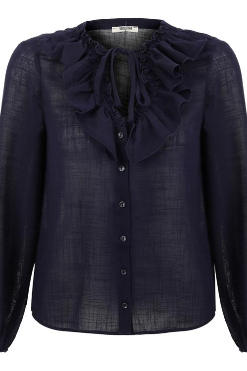  YAKASI FIRFIRLI BAĞLAMALI PAMUK GÖMLEK