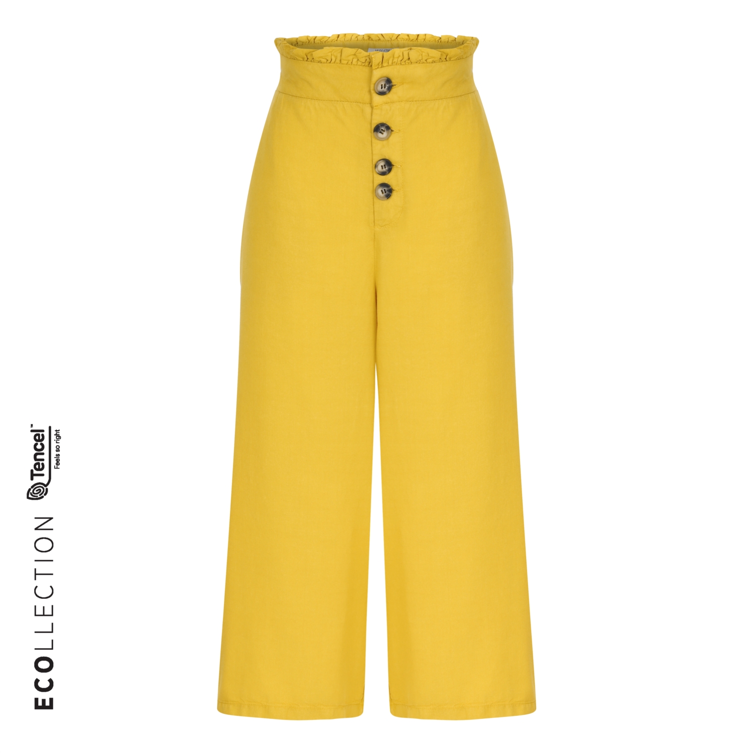 YÜKSEK BEL CROPPED DÜĞMELİ PANTOLON