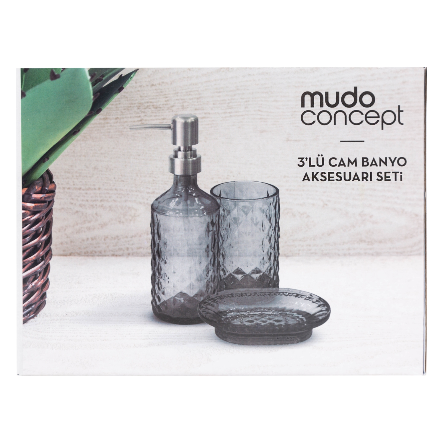 LUCİD 3'LÜ CAM BANYO SETI FÜME