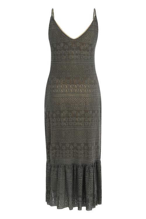  ASKILI FIRFIRLI MİDİ ELBİSE