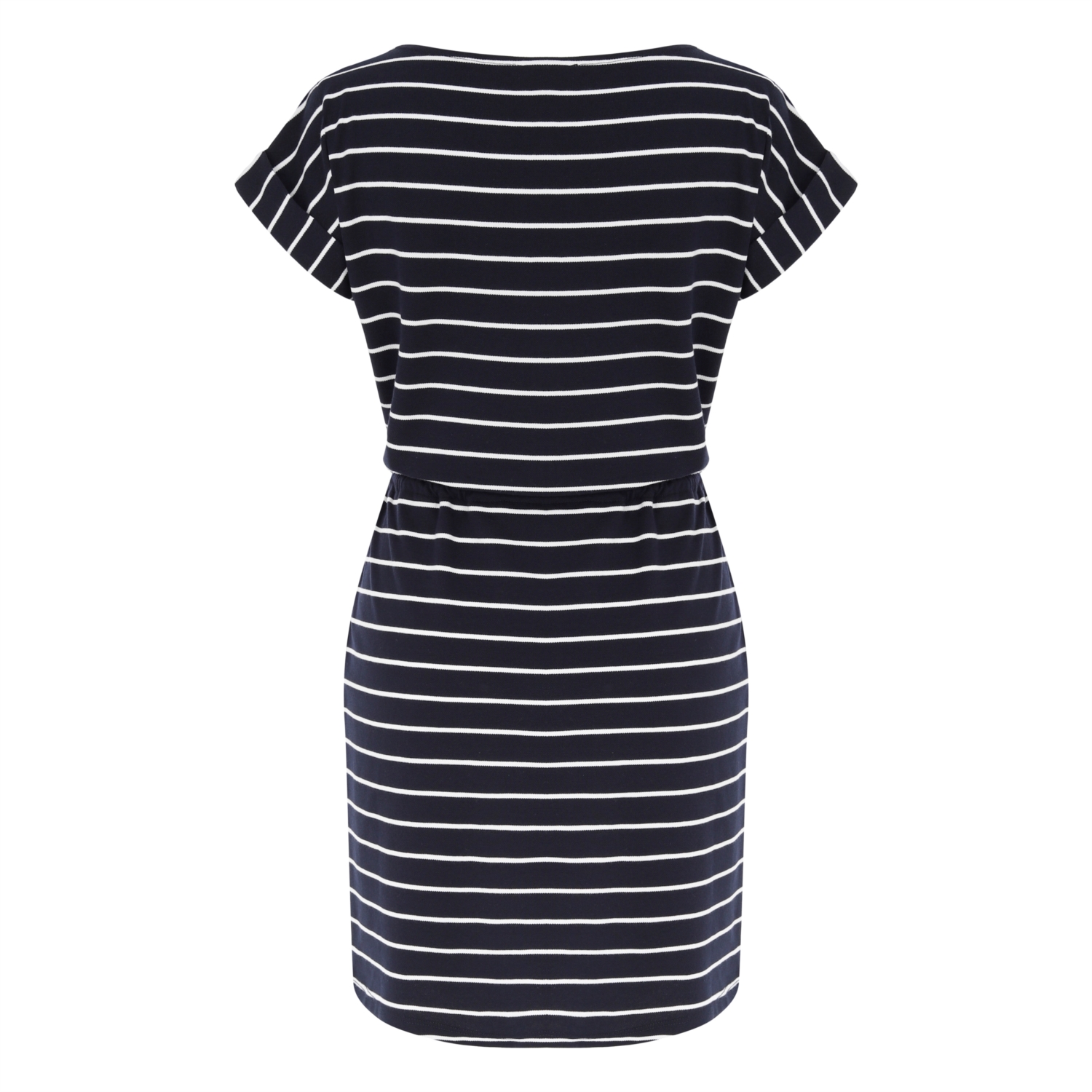 NAKIŞ DETAYLI ÇİZGİLİ MİDİ ELBİSE