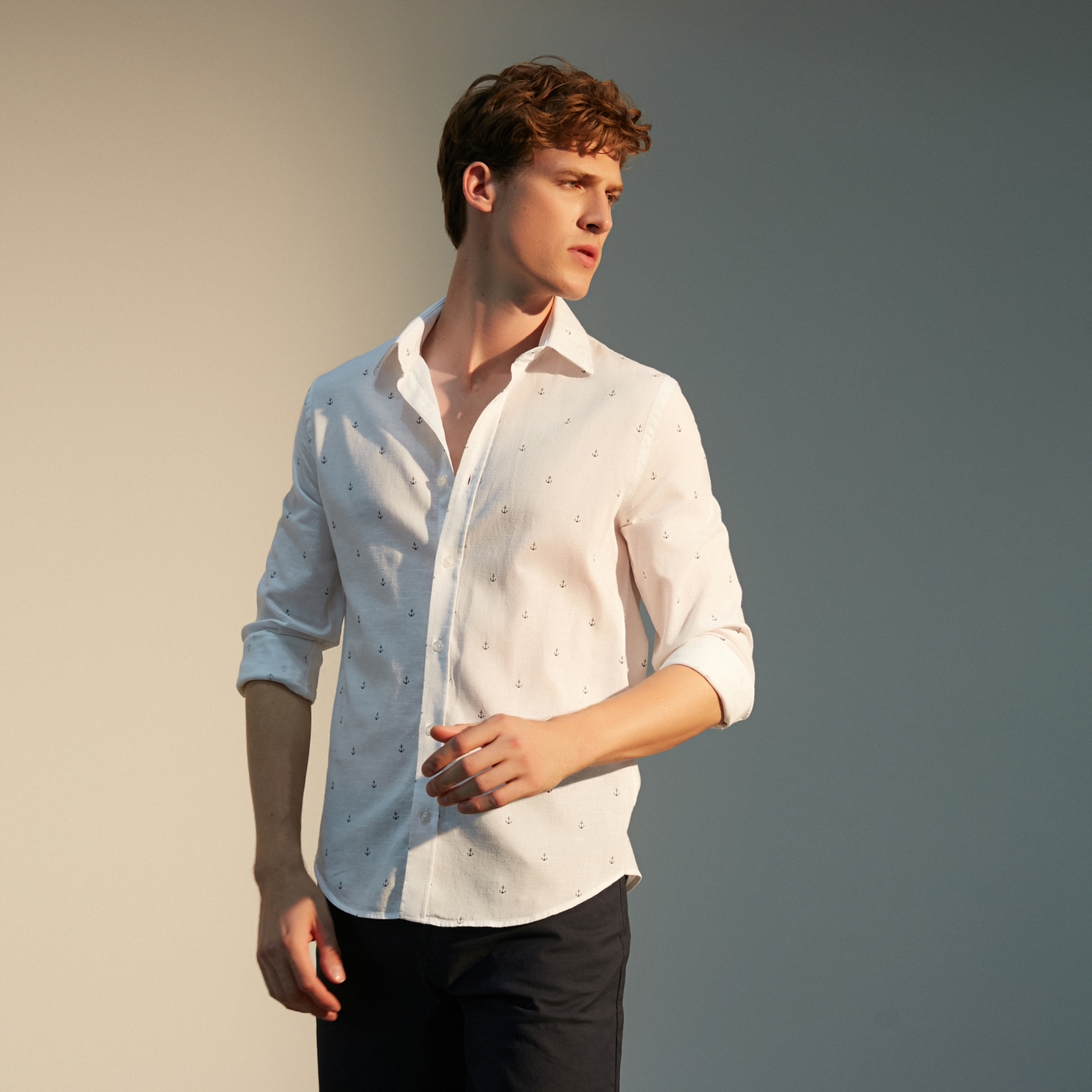 SLIM FIT KETEN GÖMLEK