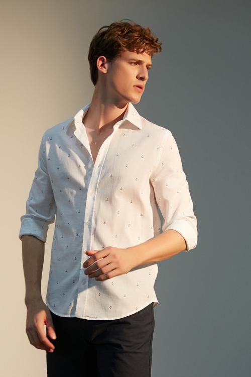  SLIM FIT KETEN GÖMLEK