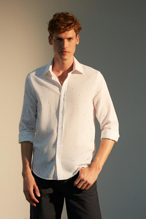  SLIM FIT KETEN GÖMLEK