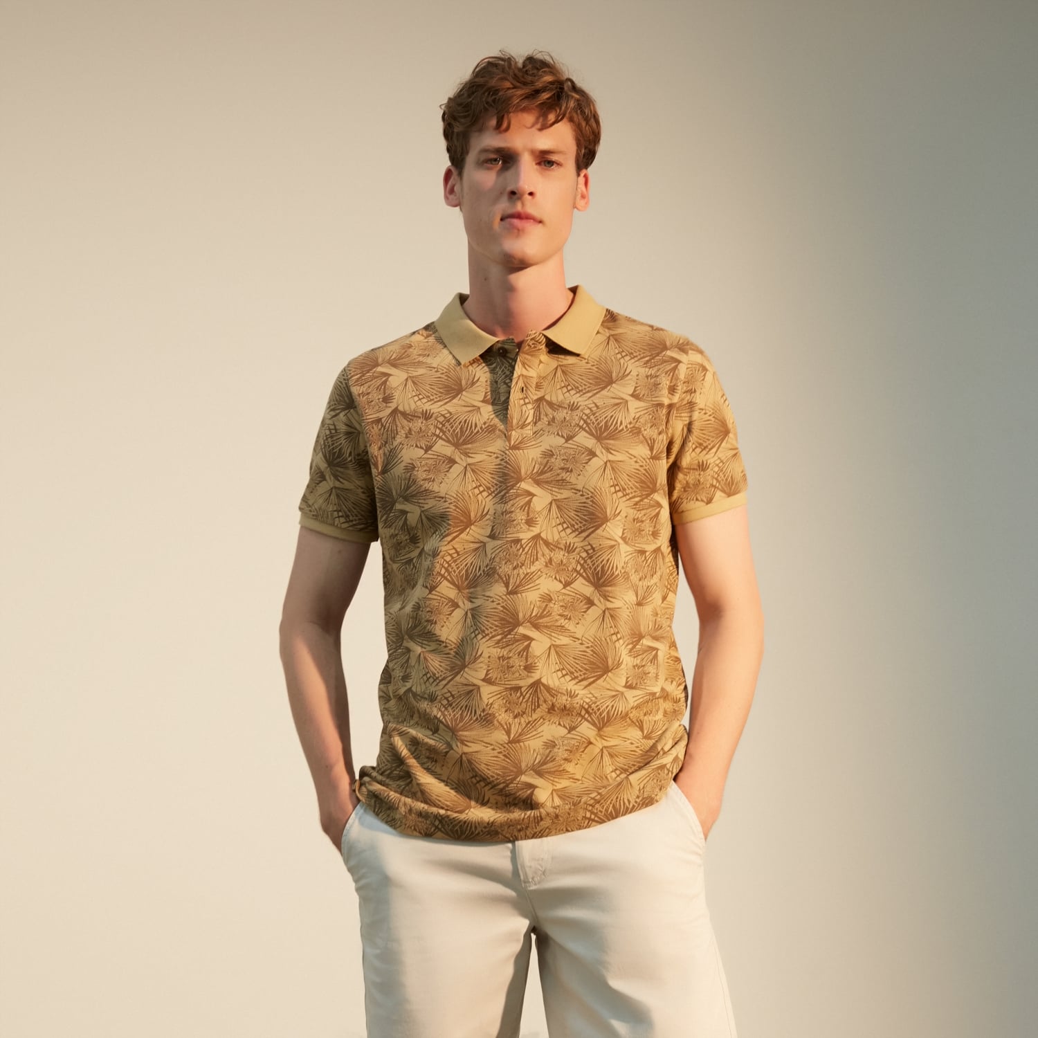 POLO YAKA BASKILI PAMUK T-SHIRT