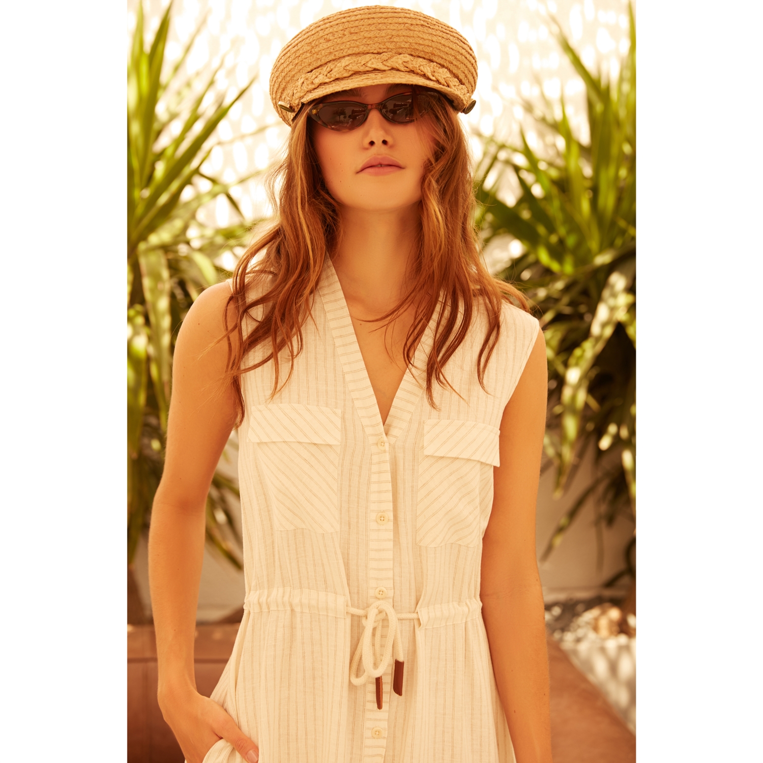 VİSKOZ/KETEN MİDİ ELBİSE