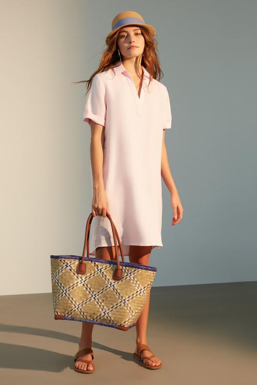  V YAKA MIDI KETEN ELBİSE