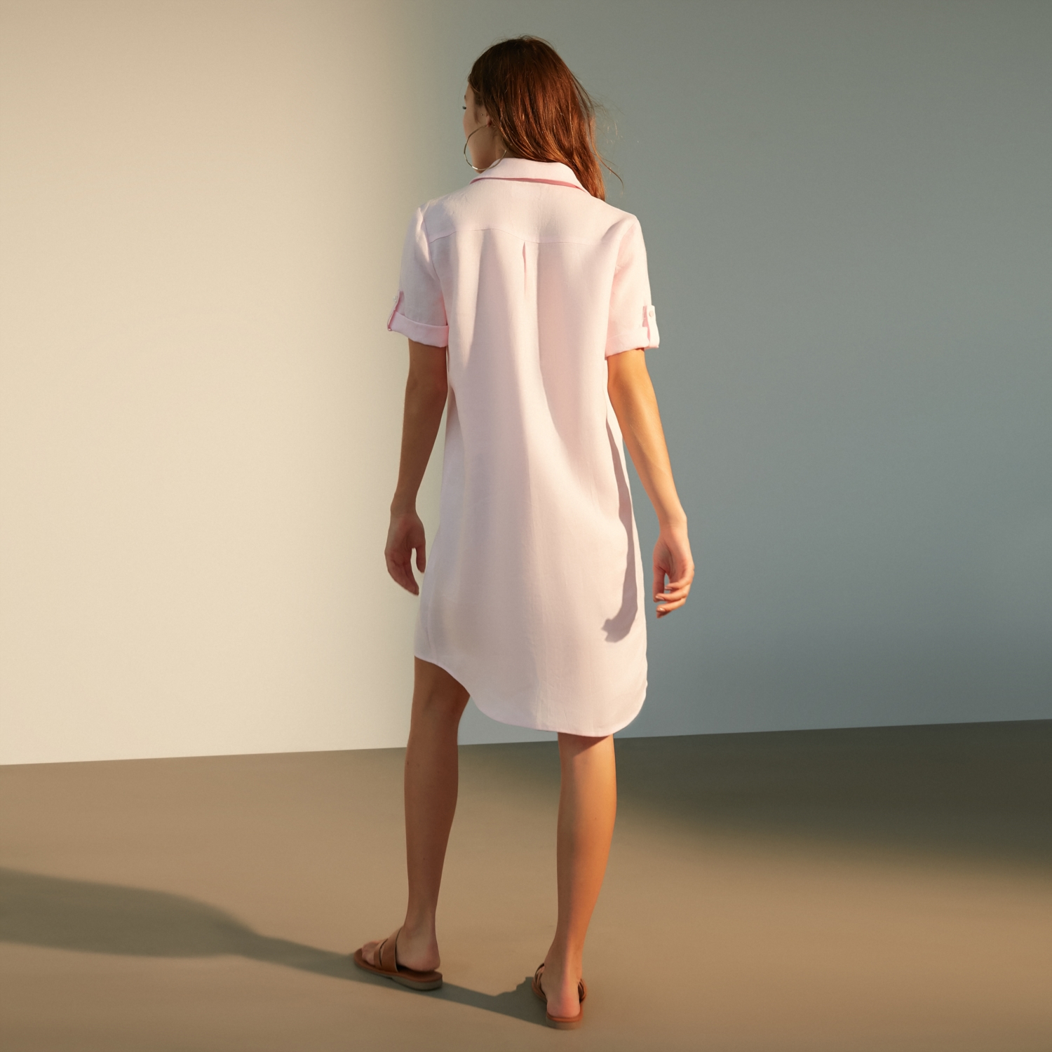 V YAKA MIDI KETEN ELBİSE