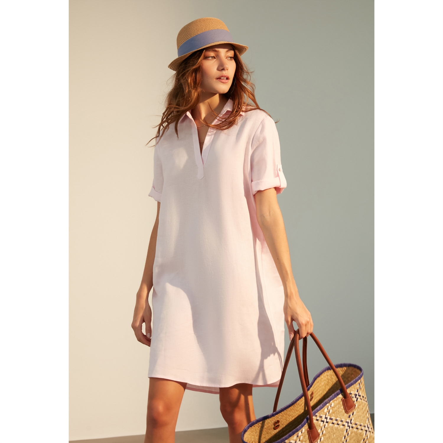 V YAKA MIDI KETEN ELBİSE