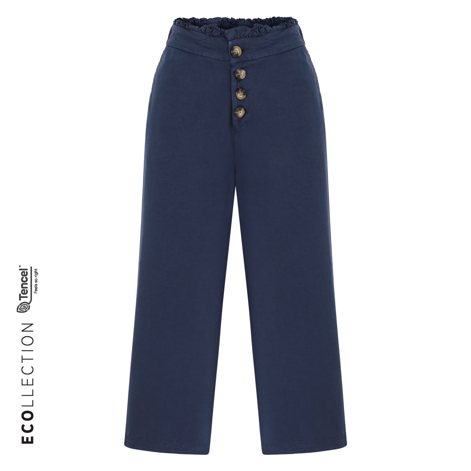 YÜKSEK BEL CROPPED DÜĞMELİ PANTOLON