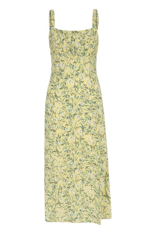  ÇİÇEKLİ ASKILI MİDİ ELBİSE