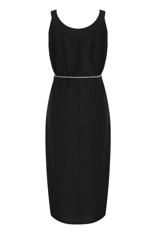  BAĞCIKLI KETEN MİDİ ELBİSE