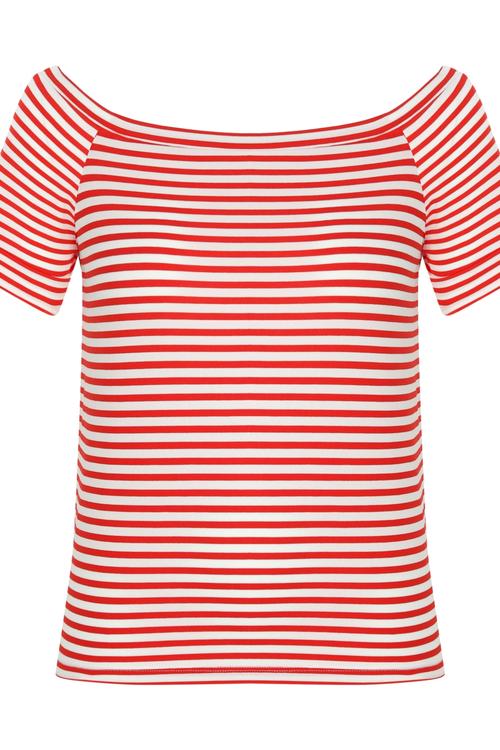  DÜŞÜK OMUZ ÇİZGİLİ T-SHIRT