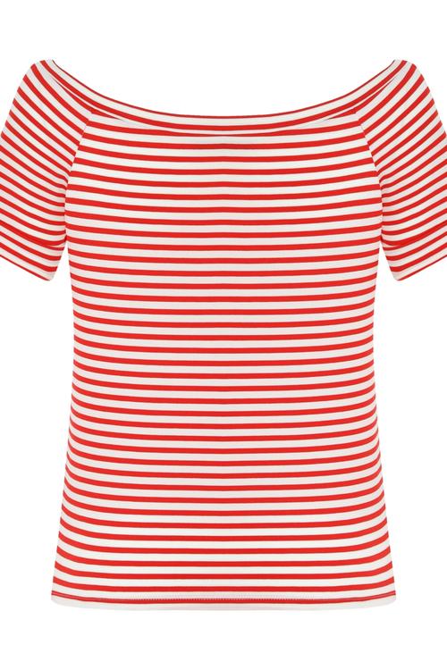  DÜŞÜK OMUZ ÇİZGİLİ T-SHIRT