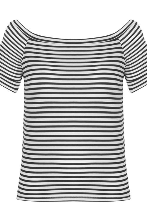  DÜŞÜK OMUZ ÇİZGİLİ T-SHIRT