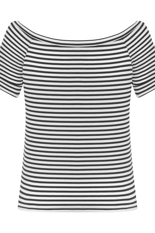  DÜŞÜK OMUZ ÇİZGİLİ T-SHIRT