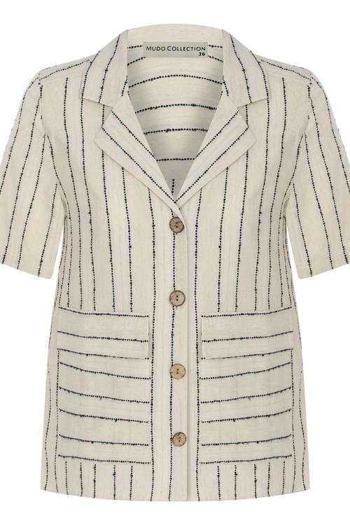  ÇİZGİLİ PAMUK - KETEN GÖMLEK