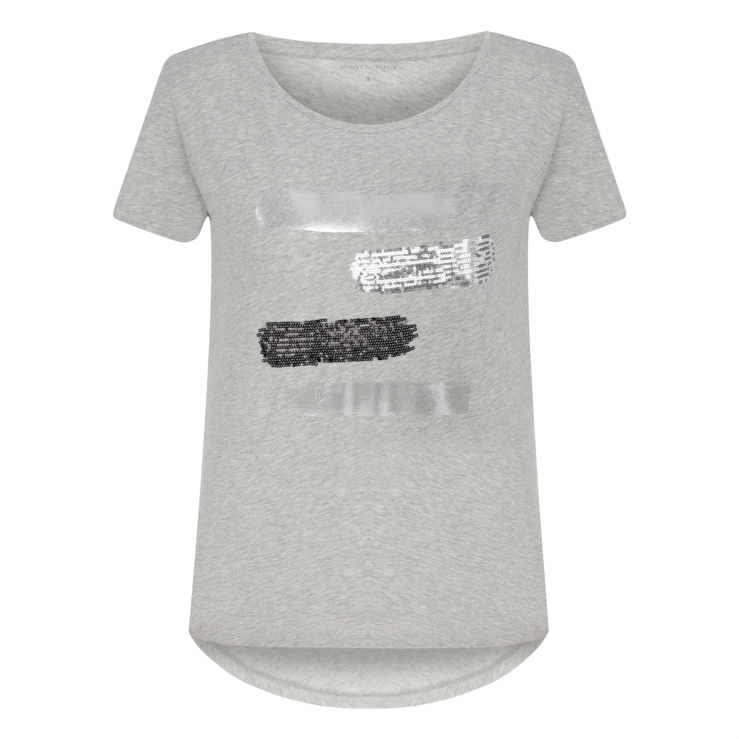 BİSİKLET YAKA PARLAK BASKILI PAMUK T-SHIRT