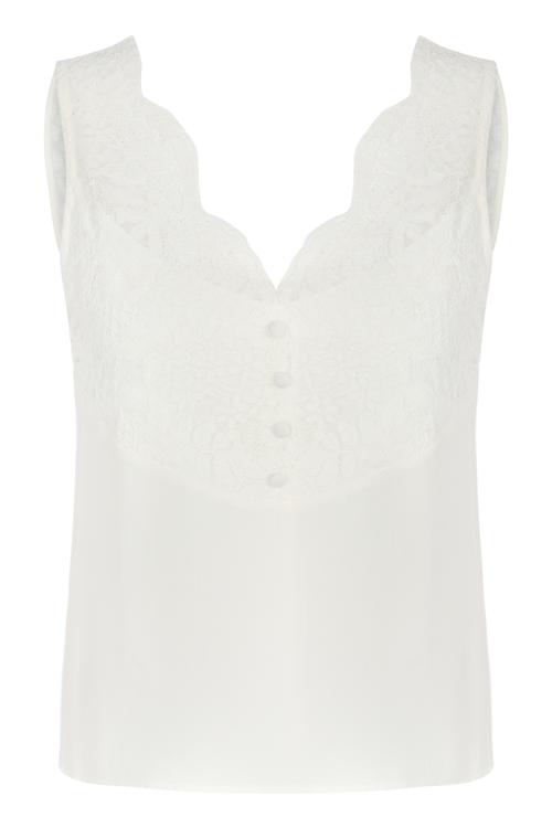  V YAKA DANTELLİ BLUZ