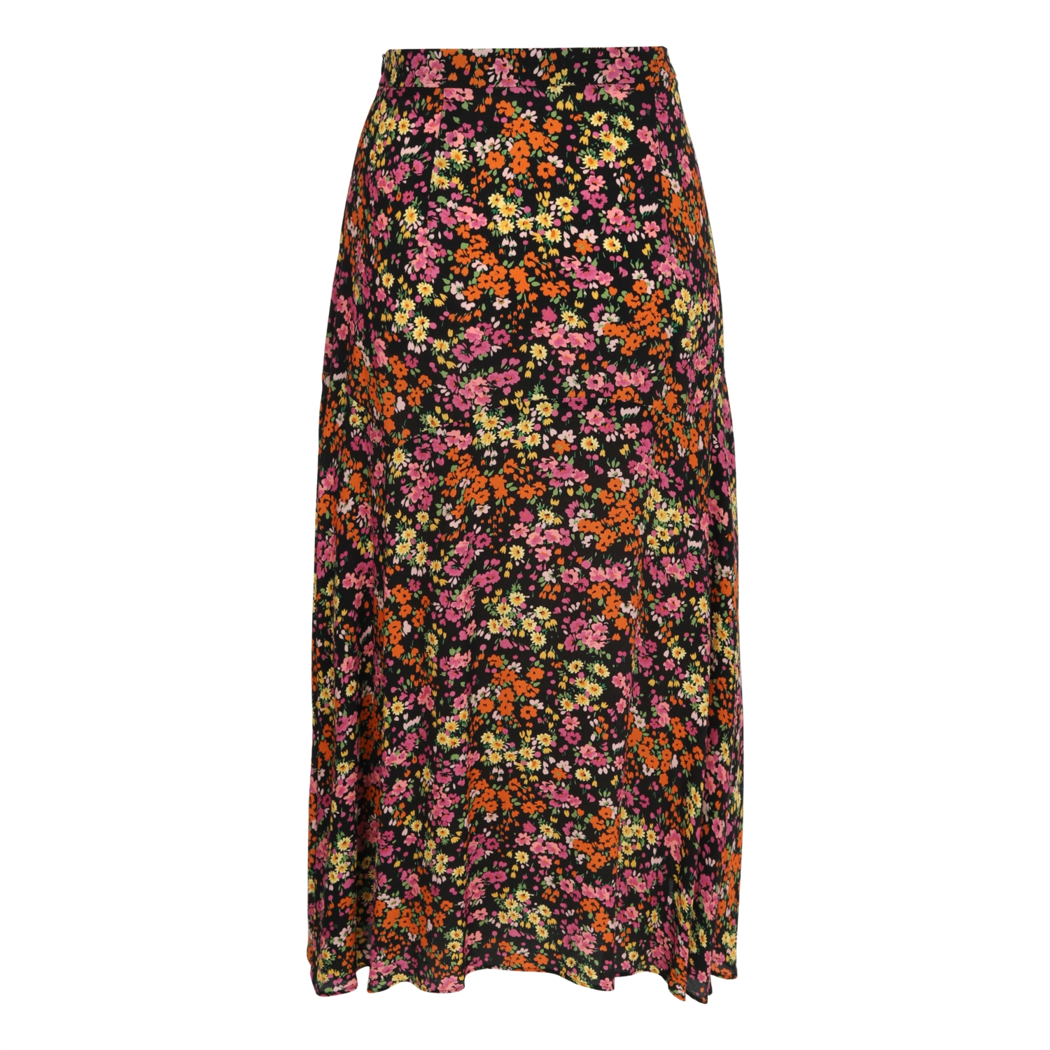 ÇİÇEK DESENLİ YIRTMAÇLI MİDİ ETEK