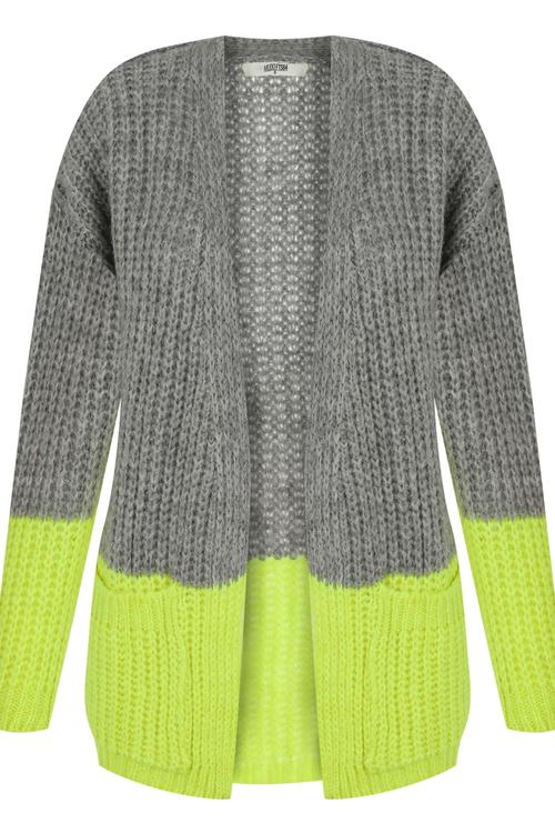  CEP DETAYLI RENK BLOKLU TRİKO HIRKA