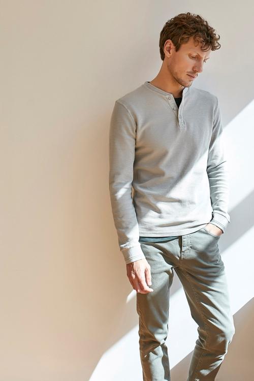  BİSİKLET YAKA UZUN KOL PAMUKLU T-SHIRT