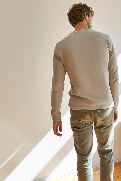  BİSİKLET YAKA UZUN KOL PAMUKLU T-SHIRT