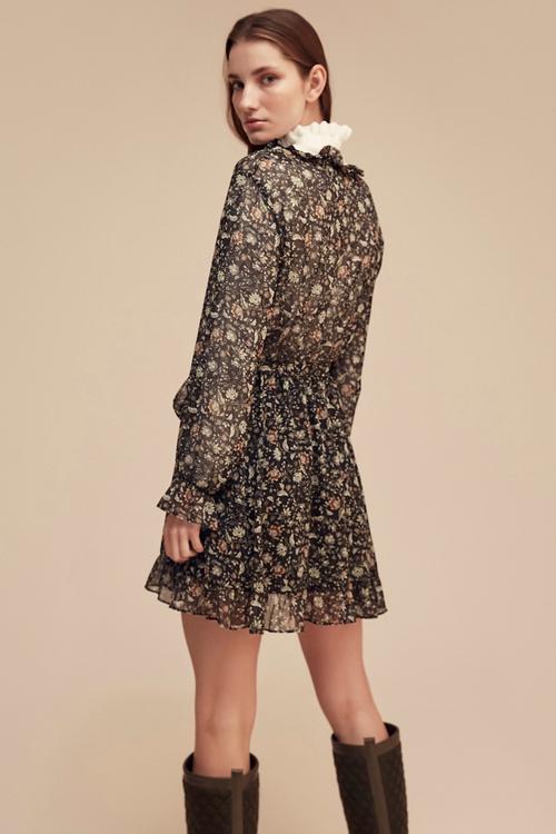  DESENLİ ŞİFON MİDİ ELBİSE