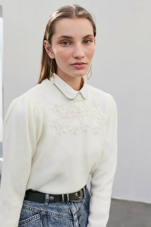  BİSİKLET YAKA İŞLEMELİ TRİKO KAZAK