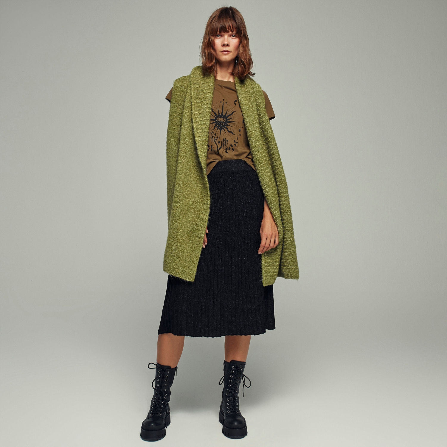 PİLELİ MİDİ BOY PAMUKLU TRİKO ETEK