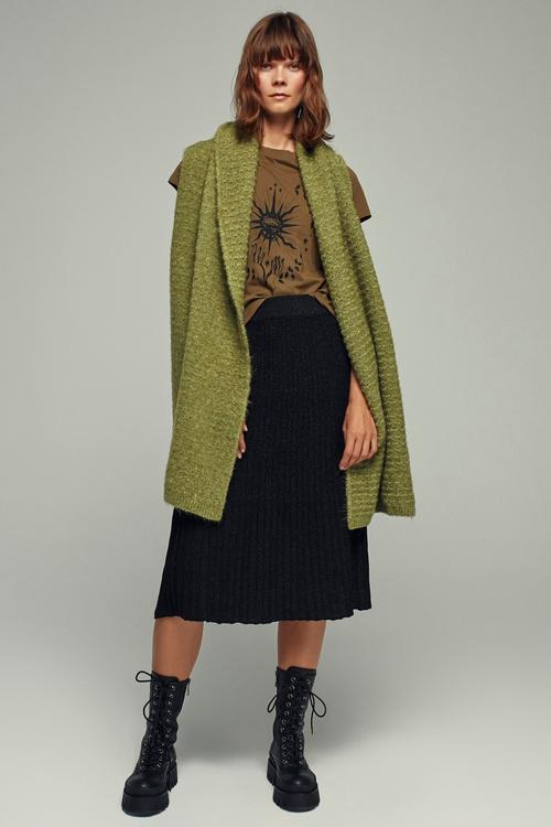  PİLELİ MİDİ BOY PAMUKLU TRİKO ETEK