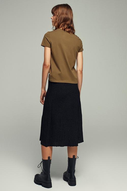  PİLELİ MİDİ BOY PAMUKLU TRİKO ETEK