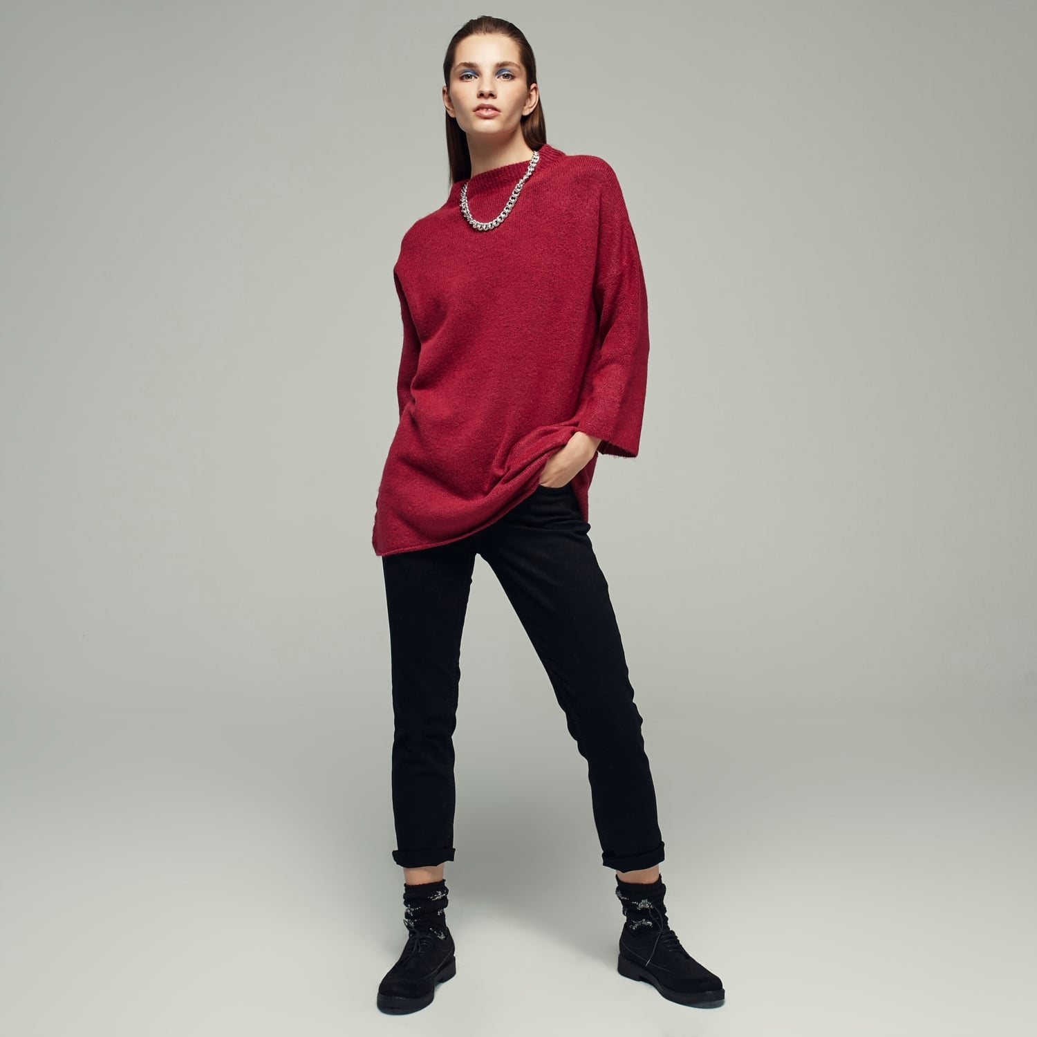 DİK YAKA YARIM KOL TRİKO KAZAK