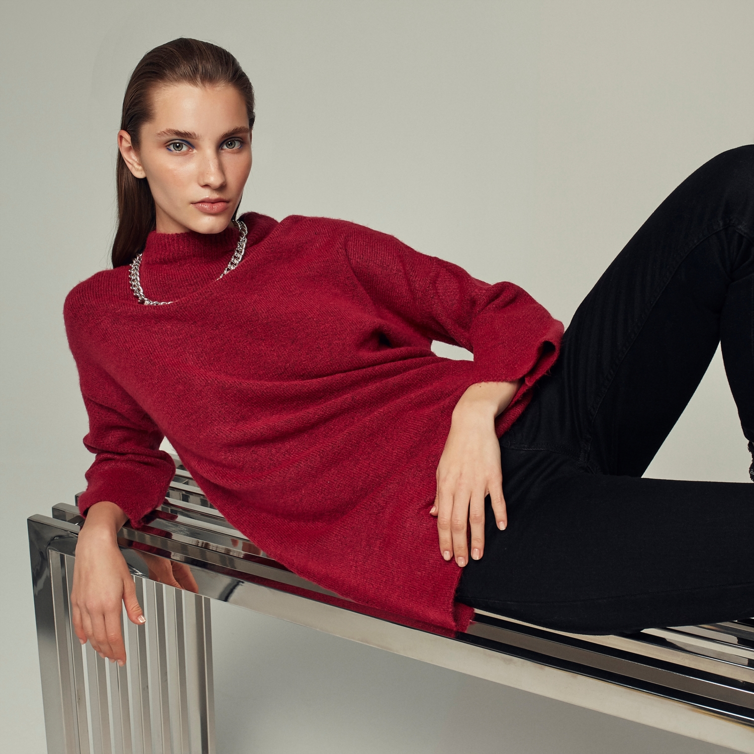 DİK YAKA YARIM KOL TRİKO KAZAK