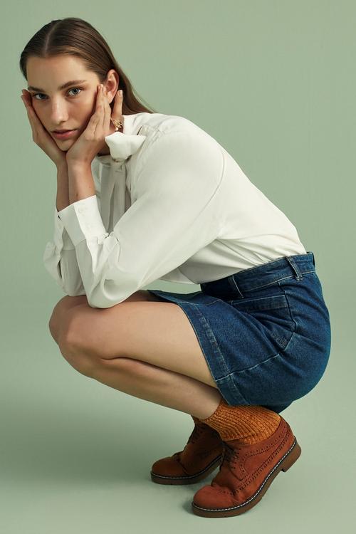  YAKA BAĞLAMALI PAMUK GÖMLEK