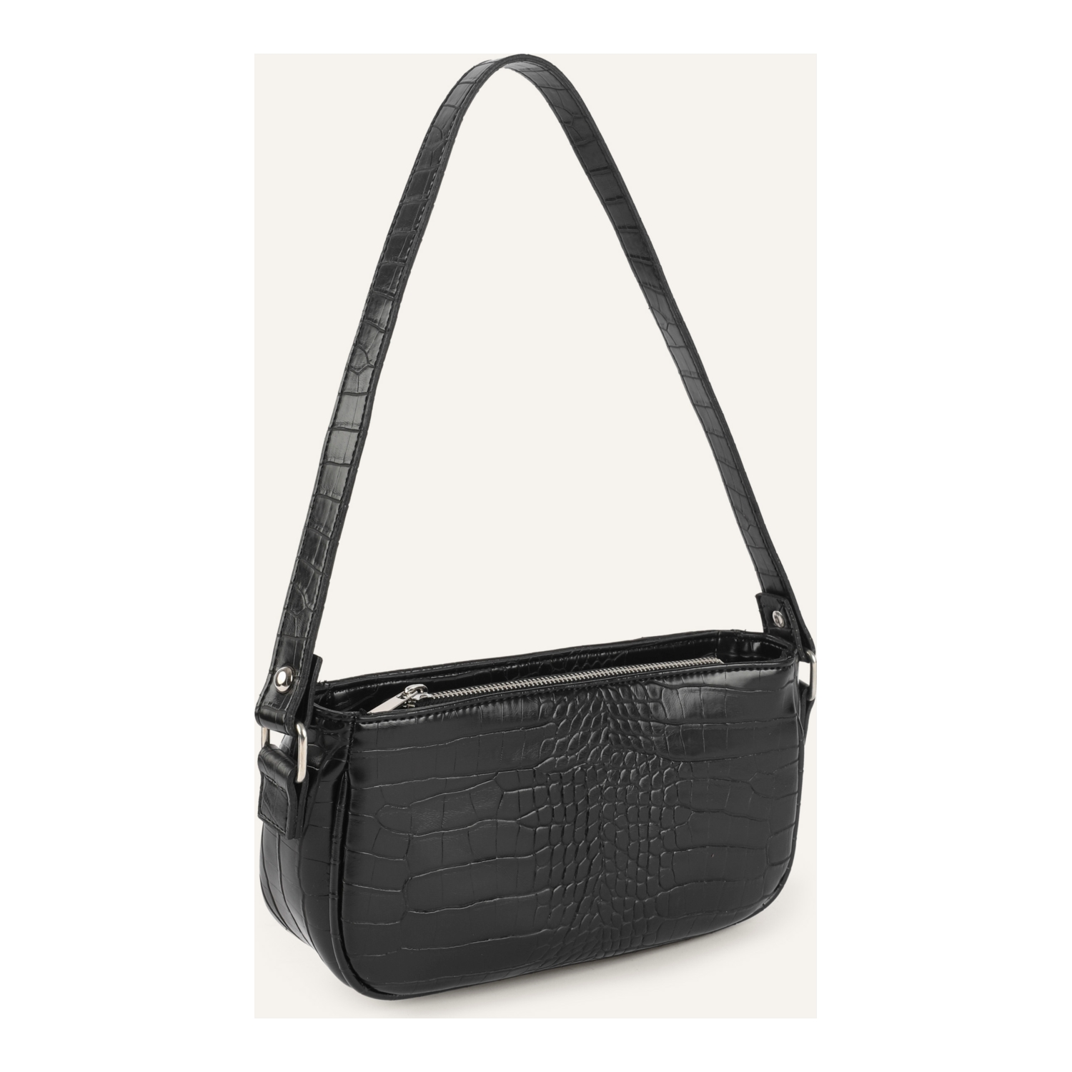 DERİ GÖRÜNÜMLÜ BAGUETTE ÇANTA