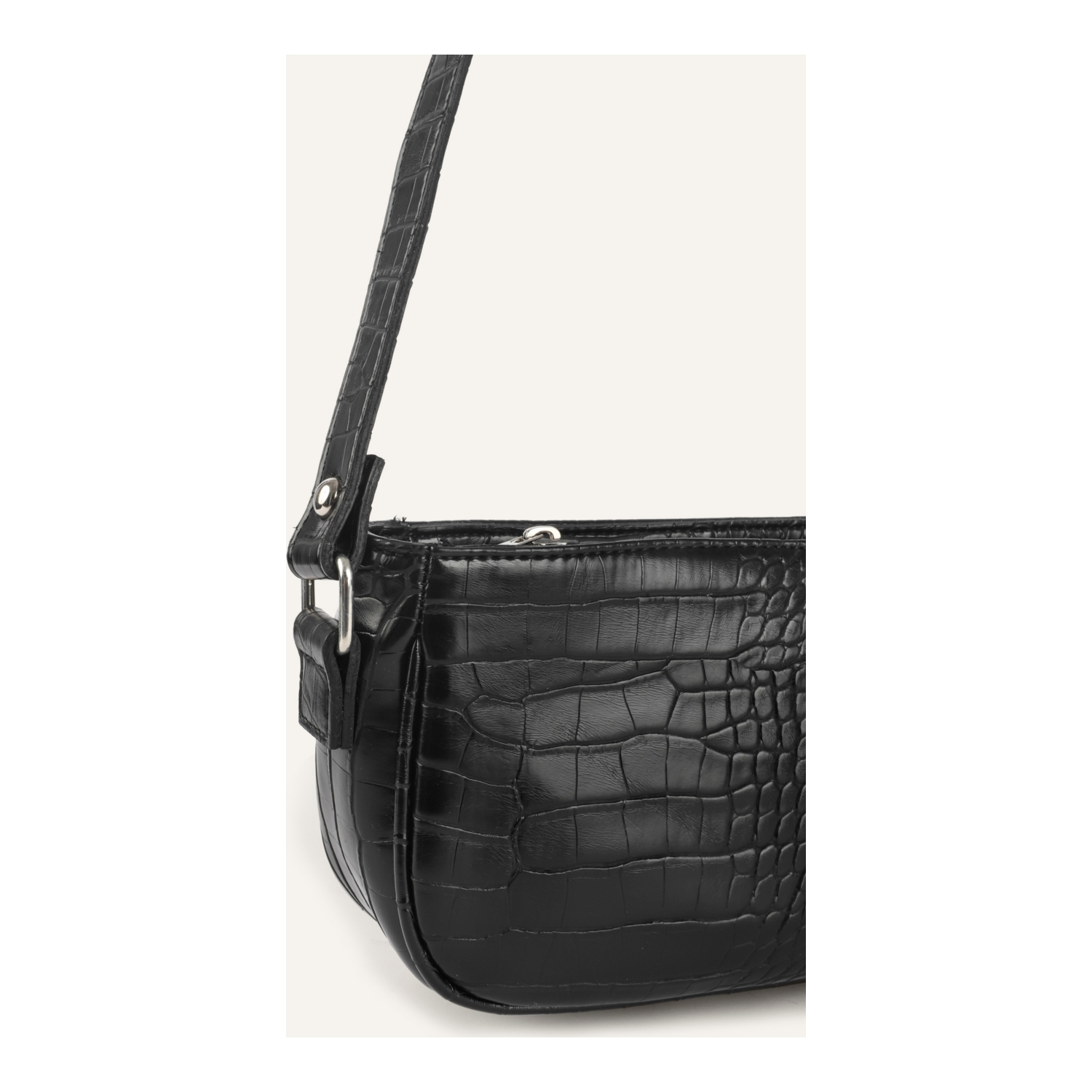 DERİ GÖRÜNÜMLÜ BAGUETTE ÇANTA