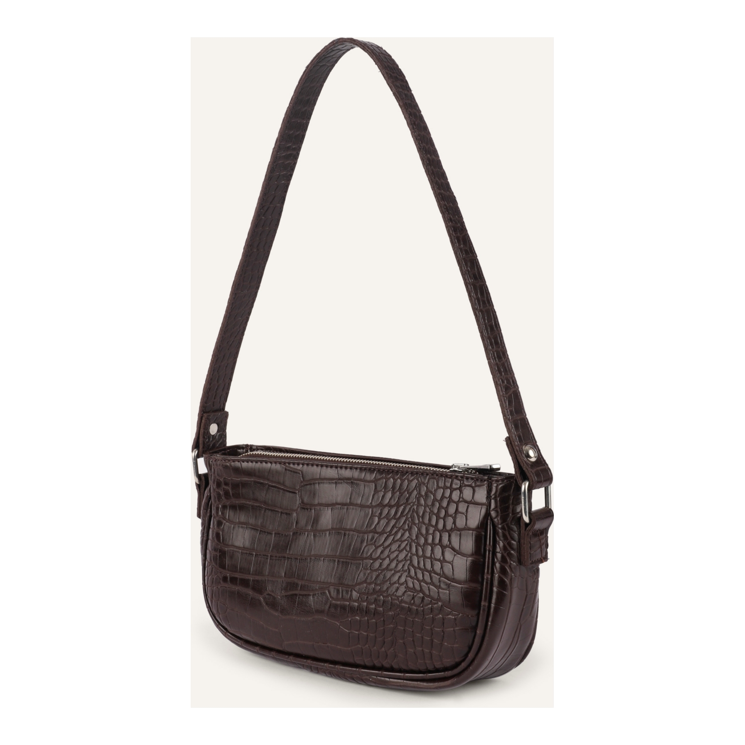 DERİ GÖRÜNÜMLÜ BAGUETTE ÇANTA