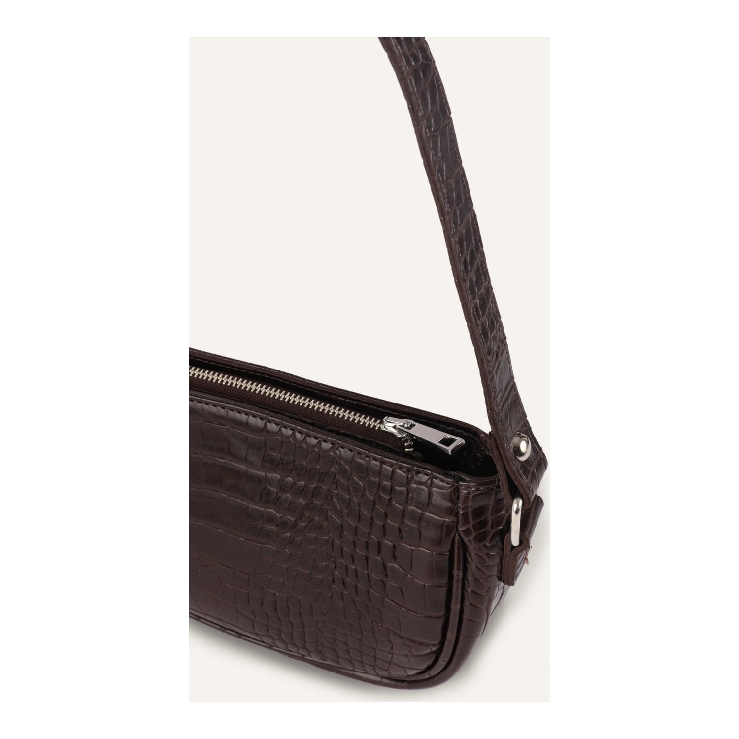 DERİ GÖRÜNÜMLÜ BAGUETTE ÇANTA