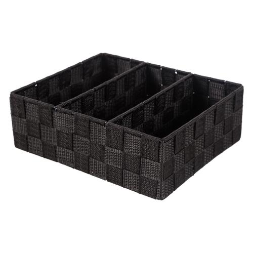  ORGANİZER 3 BÖLMELİ SEPET SİYAH 25X21X8,5 CM