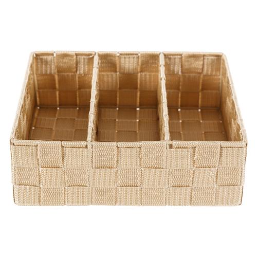  ORGANİZER 3 BÖLMELİ SEPET BEJ 25X21X8,5 CM