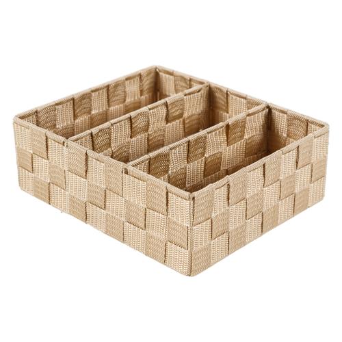  ORGANİZER 3 BÖLMELİ SEPET BEJ 25X21X8,5 CM