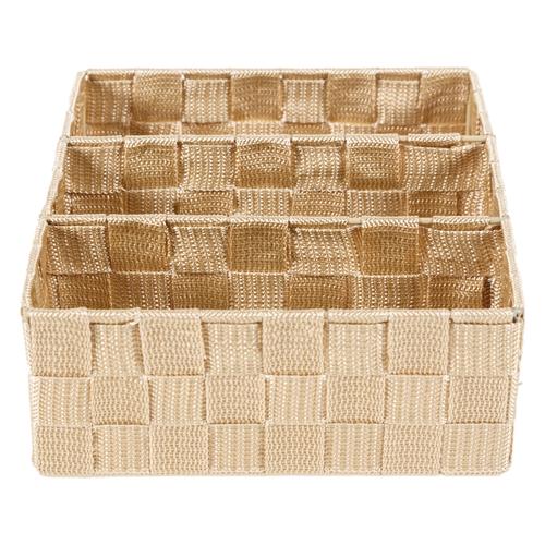  ORGANİZER 3 BÖLMELİ SEPET BEJ 25X21X8,5 CM