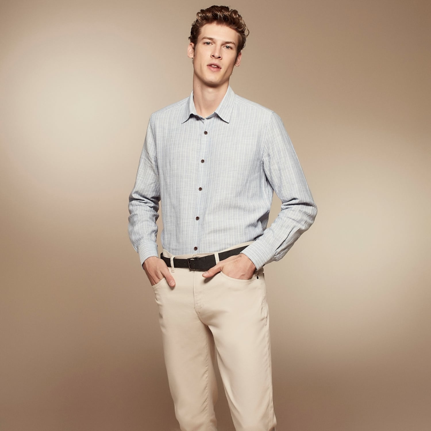 ÇİZGİLİ SLIM FİT PAMUKLU GÖMLEK